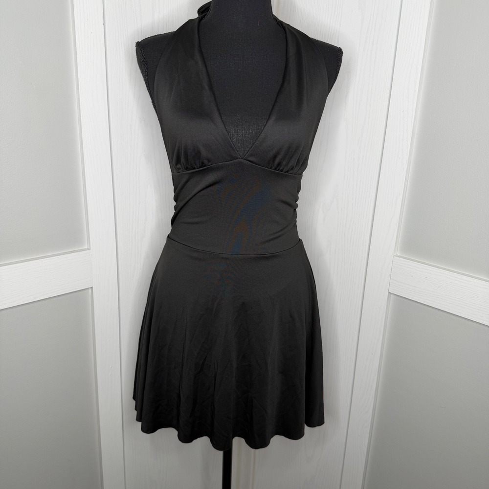 Kohl's Swim Dress Women Small Black Halter Neck Adjustable Stretch SKU 4866